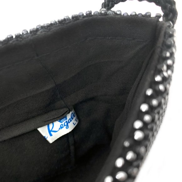 LA REGALE Women's Beaded Clutch Crossbody Handbag Purse in Black - Picture 9 of 10